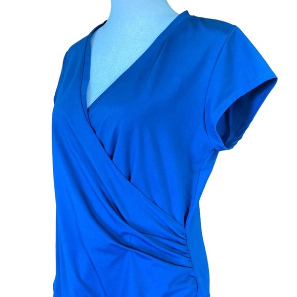 Athleta Nectar Deep Teal/Turquoise Faux Wrap Dress  (Size LP) - Picture 3 of 13